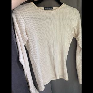 Brandy Melville Cream Pointelle Shirt